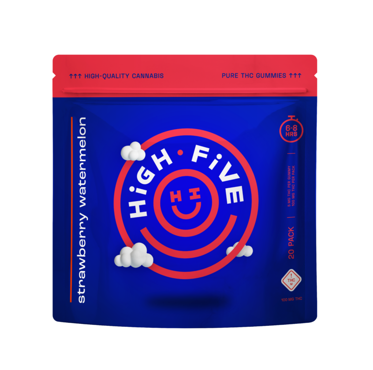 High Five's strawberry watermelon flavored pure thc gummies